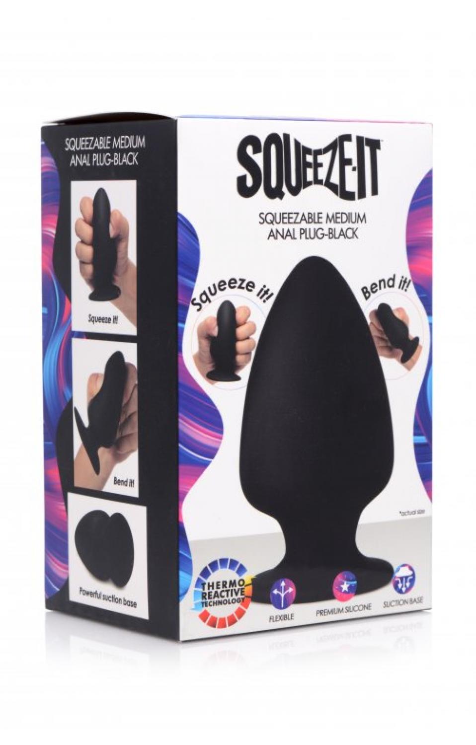 Squeezable Silicone Anal Plug Medium Sq Ag Med