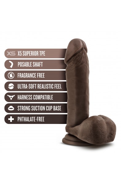 Dr Skin Plus 8 Inch Posable Dildo With Balls Chocolate BL 19466