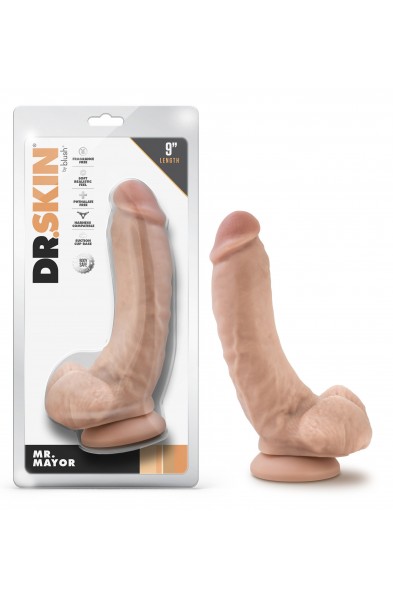 Dr Skin Mr Mayor 9 Inch Dildo With Balls Beige BL 15463