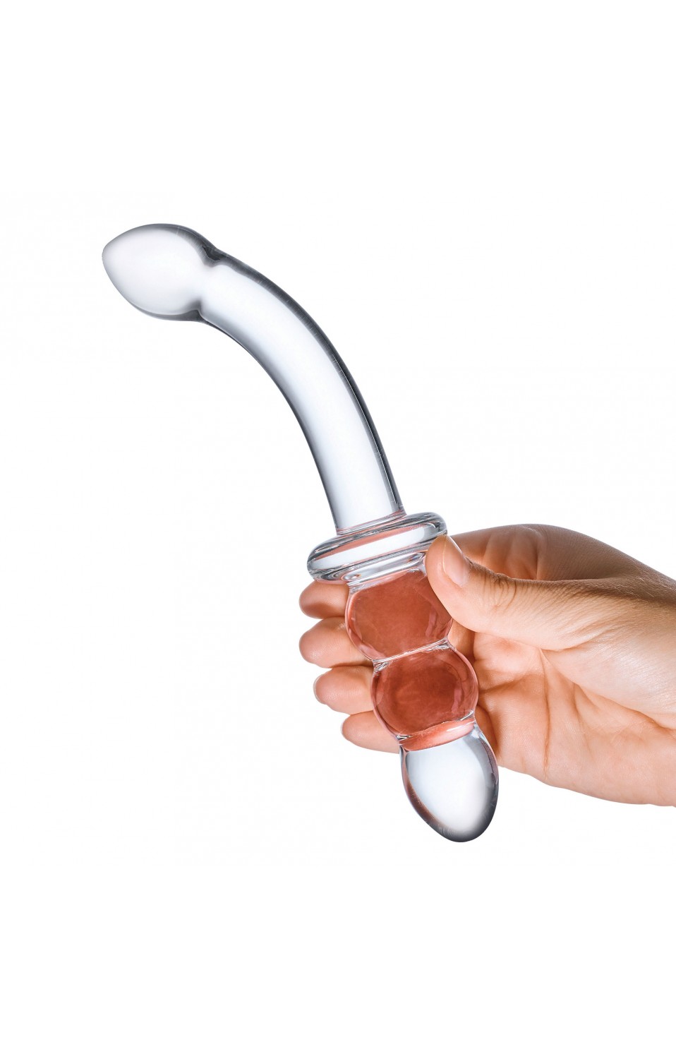 8 Inch Ribbed G Spot Glass Dildo Clear GLAS 152