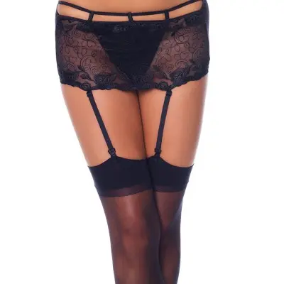 Black Lace Suspenderbelt with Stockings
