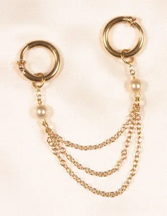 3 in 1 White Pearl and Gold Non-Piercing Labia Rings in a Gift Box