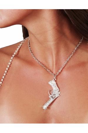 Rhinestone Gun Necklace