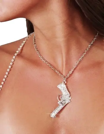 Rhinestone Gun Necklace