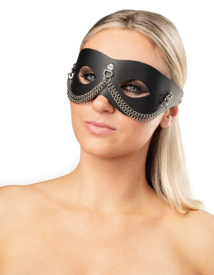 Leather Mask with Decorative Chains
