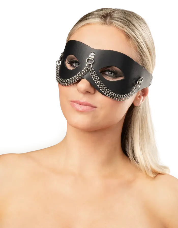 Leather Mask with Decorative Chains