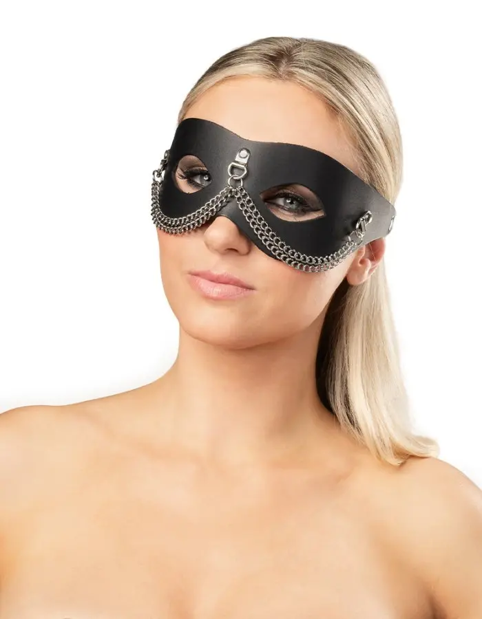 Leather Mask with Decorative Chains