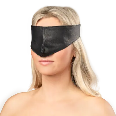 Leather Blindfold Velcro Closure – Full Coverage Nappa Leather Mask