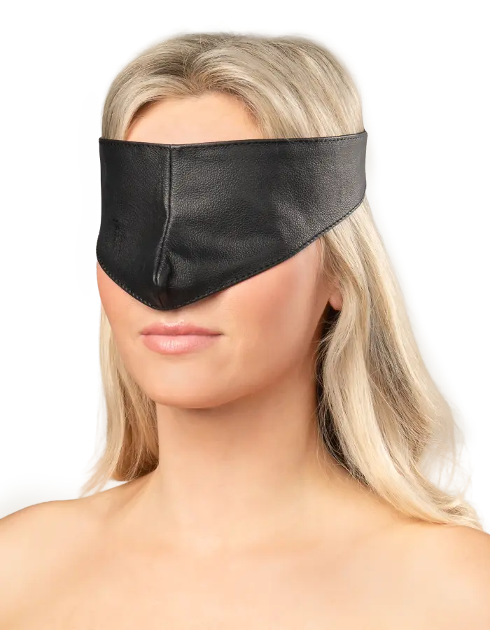 Leather Blindfold Velcro Closure – Full Coverage Nappa Leather Mask
