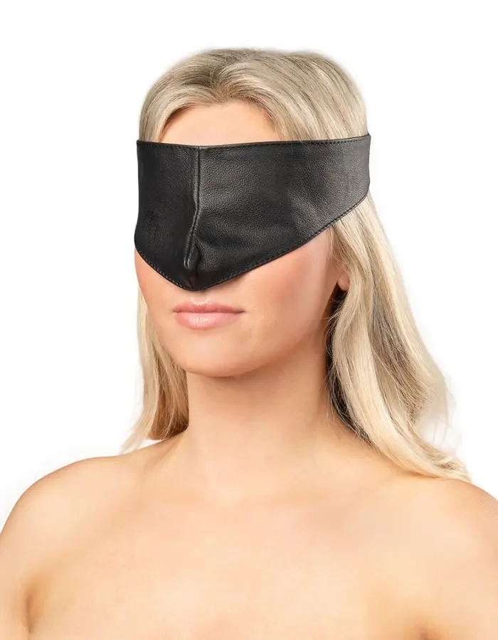 Leather Blindfold Velcro Closure – Full Coverage Nappa Leather Mask