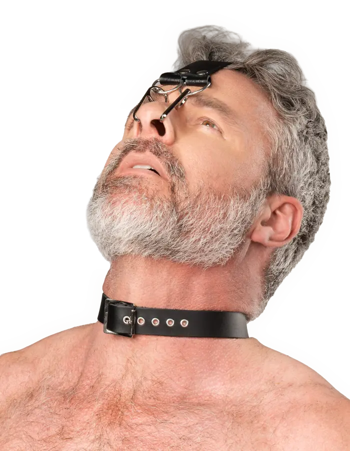 saddle leather bdsm nose hook mask fetish headgear