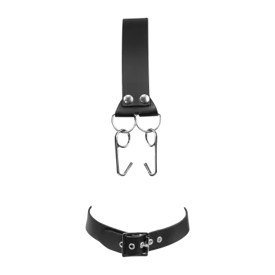 saddle leather bdsm nose hook mask fetish headgear