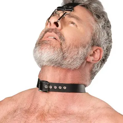 saddle leather bdsm nose hook mask fetish headgear