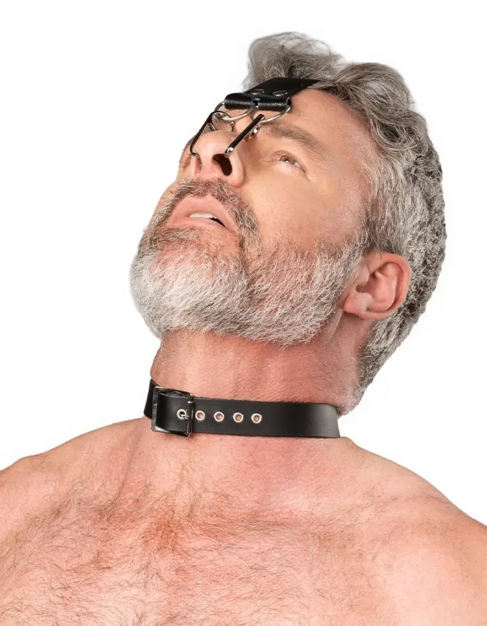 saddle leather bdsm nose hook mask fetish headgear