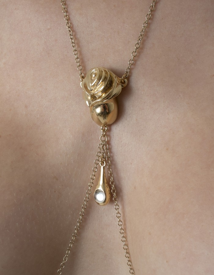 A Budding Grove - Chaîne de poitrine avec pendentif en or rose