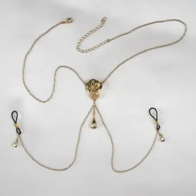 A Budding Grove - Gold Rose Pendant Breast Chain