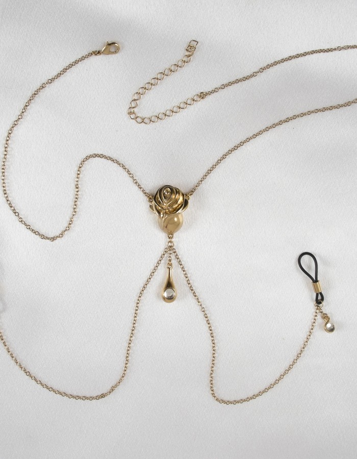 A Budding Grove - Chaîne de poitrine avec pendentif en or rose