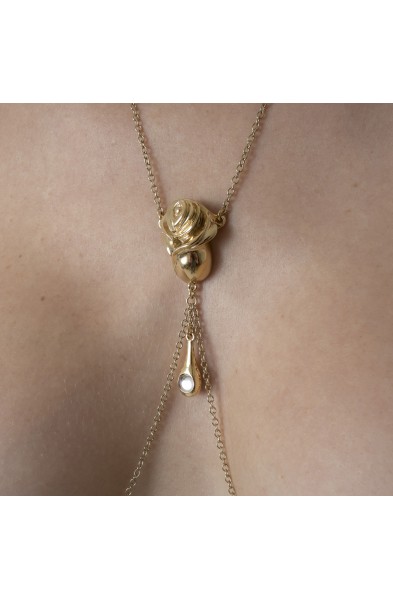 A Budding Grove - Gold Rose Pendant Breast Chain