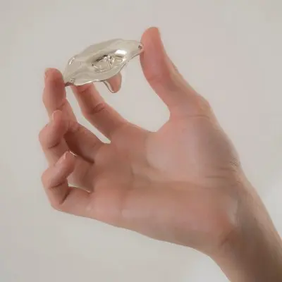 A l'Ombre des Demoiselles en Fleurs - Vaginal Flower Bloom Penetrating G-String in Silver