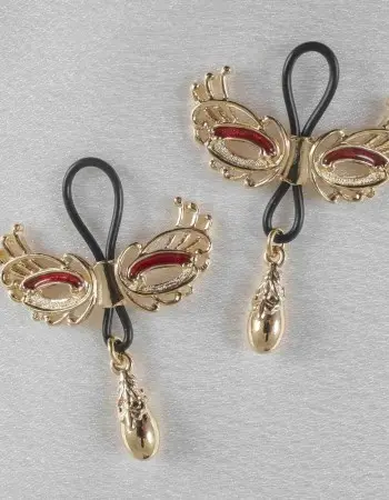 Floating Between Heaven and Earth - Women's Non-Piercing Love Masks of Venice Nipple Rings in Gold