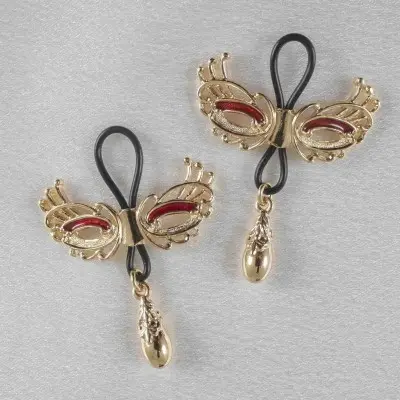 Floating Between Heaven and Earth - Women's Non-Piercing Love Masks of Venice Nipple Rings in Gold