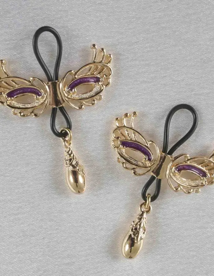 Floating Between Heaven and Earth - Women's Non-Piercing Love Masks of Venice Nipple Rings in Gold