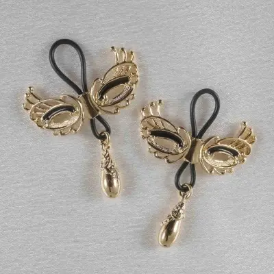 Floating Between Heaven and Earth - Women's Non-Piercing Love Masks of Venice Nipple Rings in Gold