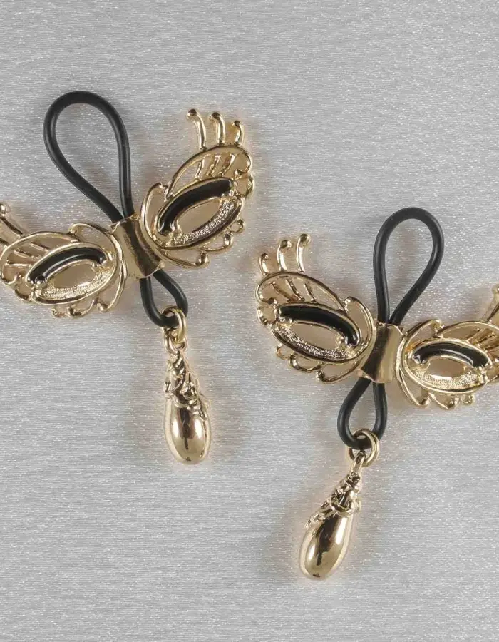 Floating Between Heaven and Earth - Women's Non-Piercing Love Masks of Venice Nipple Rings in Gold