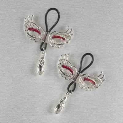 Pleasure Then Our Only Duty - Women's Non-Piercing Love Masks of Venice Nipple Rings in Silver