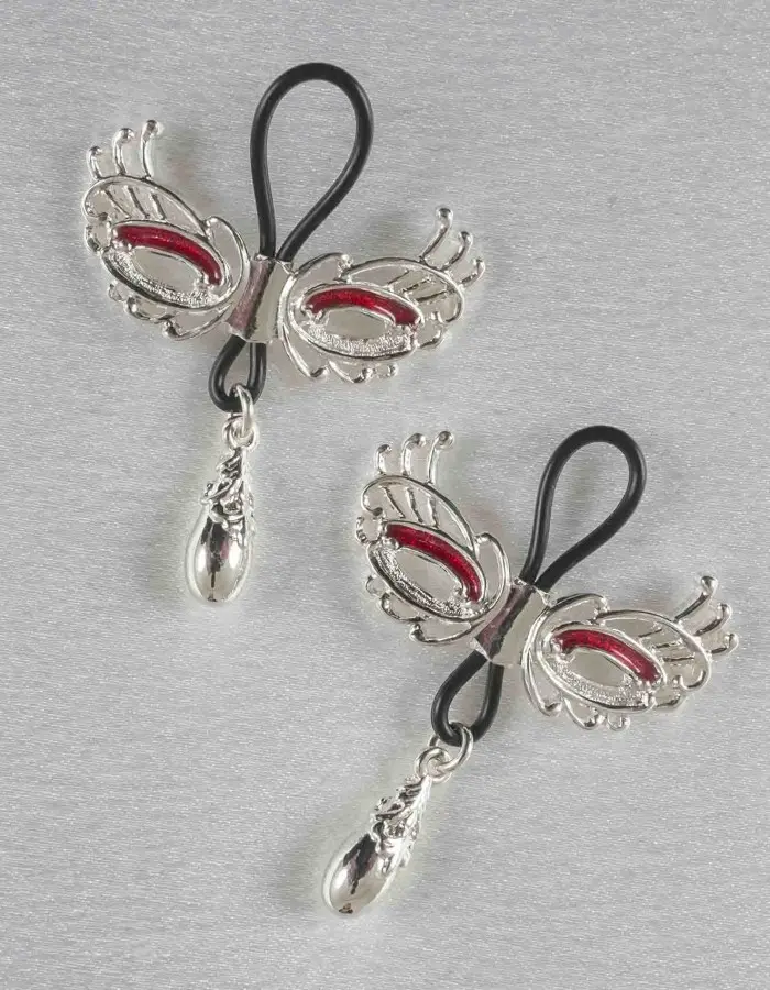 Pleasure Then Our Only Duty - Women's Non-Piercing Love Masks of Venice Nipple Rings in Silver