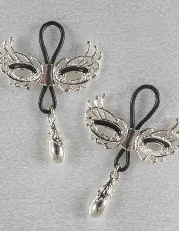 Pleasure Then Our Only Duty - Women's Non-Piercing Love Masks of Venice Nipple Rings in Silver
