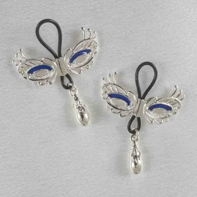 Pleasure Then Our Only Duty - Women's Non-Piercing Love Masks of Venice Nipple Rings in Silver