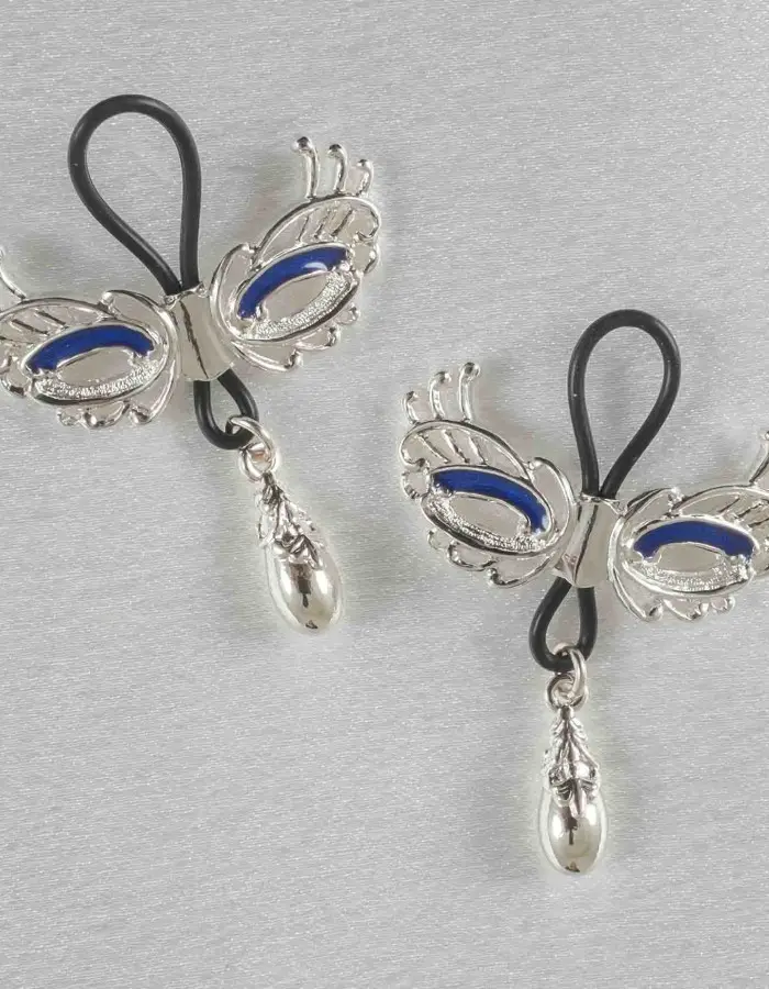 Pleasure Then Our Only Duty - Women's Non-Piercing Love Masks of Venice Nipple Rings in Silver