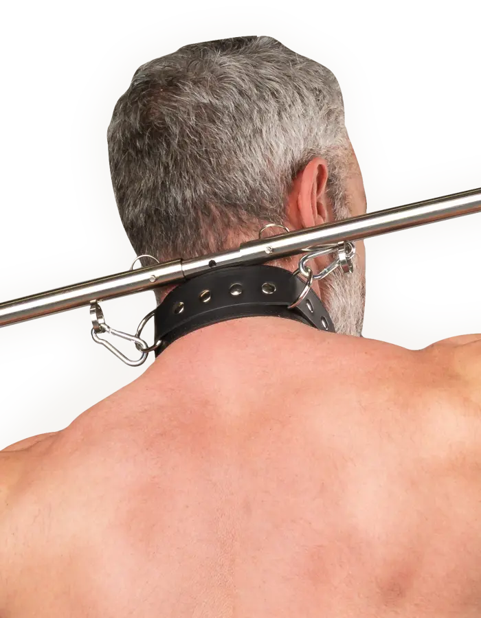 Adjustable Collar and Cuffs Spreader Bar – Premium Leather BDSM Bondage Set