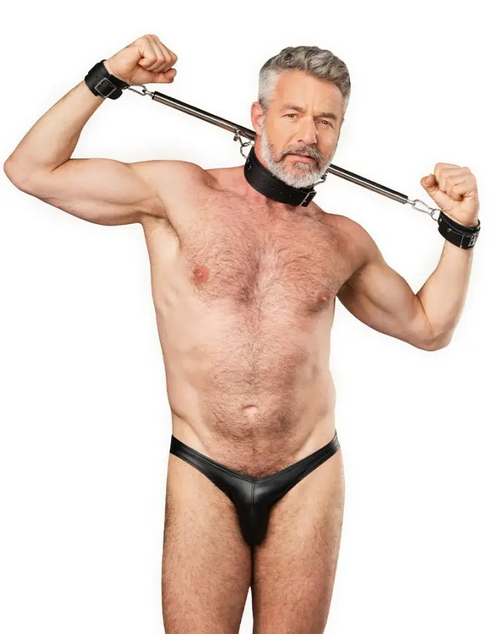 Adjustable Collar and Cuffs Spreader Bar – Premium Leather BDSM Bondage Set