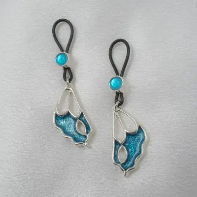 Adonis Blue - Cobalt and Silver Butterfly Non-Piercing Nipple Ring Jewelry