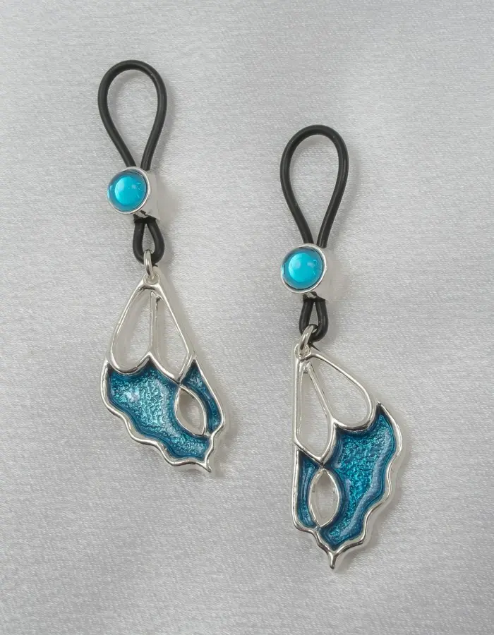 Adonis Blue - Cobalt and Silver Butterfly Non-Piercing Nipple Ring Jewelry