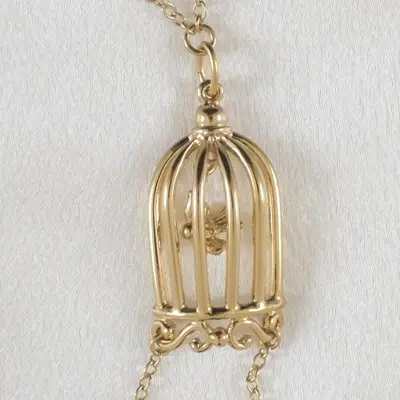 Ain't It Strange - Women's Bird in a Cage Neck Breast Chain and Non-Piercing Nipple Rings in Gold
