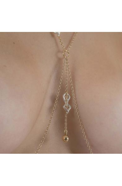 Ainsel - Breast Chain Non-Piercing Nipple Rings in Gold