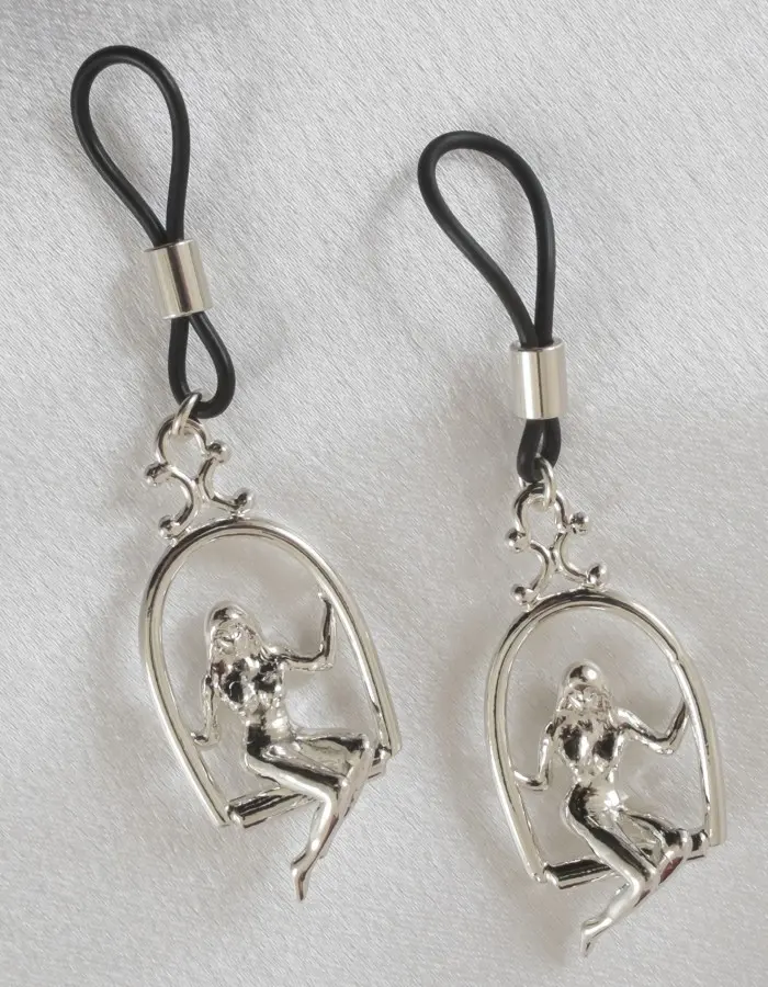 All of the Lights - Women's Non-Piercing Woman Trapeze Silver Nipple Rings