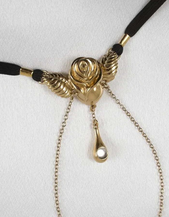 American Beauty - Labia G-String Jewelry with Rosebud Charm and Clit Knocker