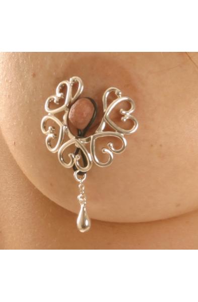 Ammavarua - Non-Piercing Silver Wreath Nipple Clamps With Pendant