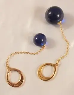 Analium - Insertable Blue Crystal Orb with Gold Ring - For Him or Her