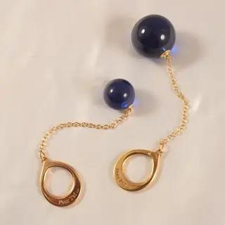Analium - Insertable Blue Crystal Orb with Gold Ring - For Him or Her