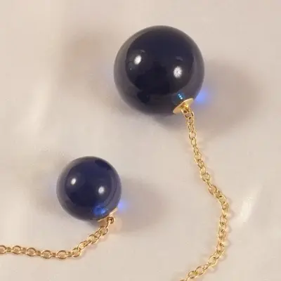 Analium - Insertable Blue Crystal Orb with Gold Ring - For Him or Her