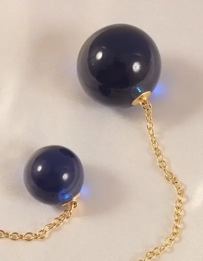 Analium - Insertable Blue Crystal Orb with Gold Ring - For Him or Her