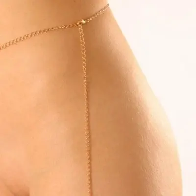 Anubis - Women's Egyptian Gold Waist Chain With Hematite Pendant
