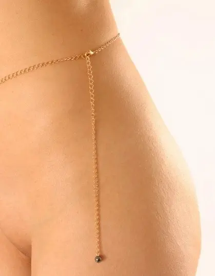 Anubis - Women's Egyptian Gold Waist Chain With Hematite Pendant