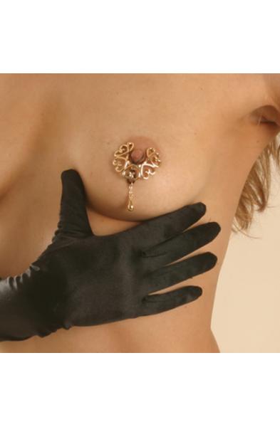 Aranyani - Non-Piercing Gold Wreath Nipple Rings With Pendant