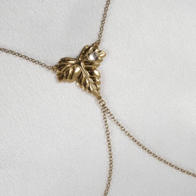 Autumn Leaves - Gold Foliage Breast Chain